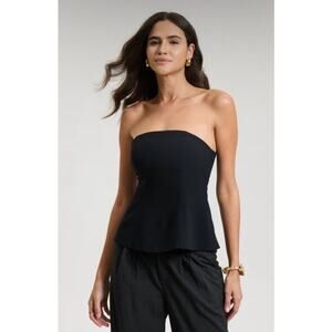 A New Day XL Women's Strapless Sculpted Tube Top Black fitted waist Side zipper